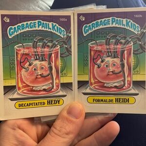 1986 Garbage Pail Kid Cards #160 a&b ~Decapitated HEDY&Formalde HEIDI ~MINT/AUTH